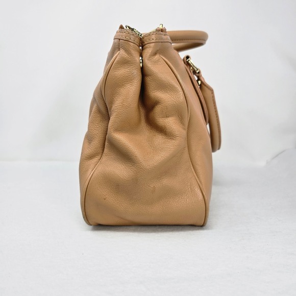 Tory Burch Amanda Double Zip Tote Bag Aged Vachetta Tan Satchel Handbag READ - Picture 5 of 16